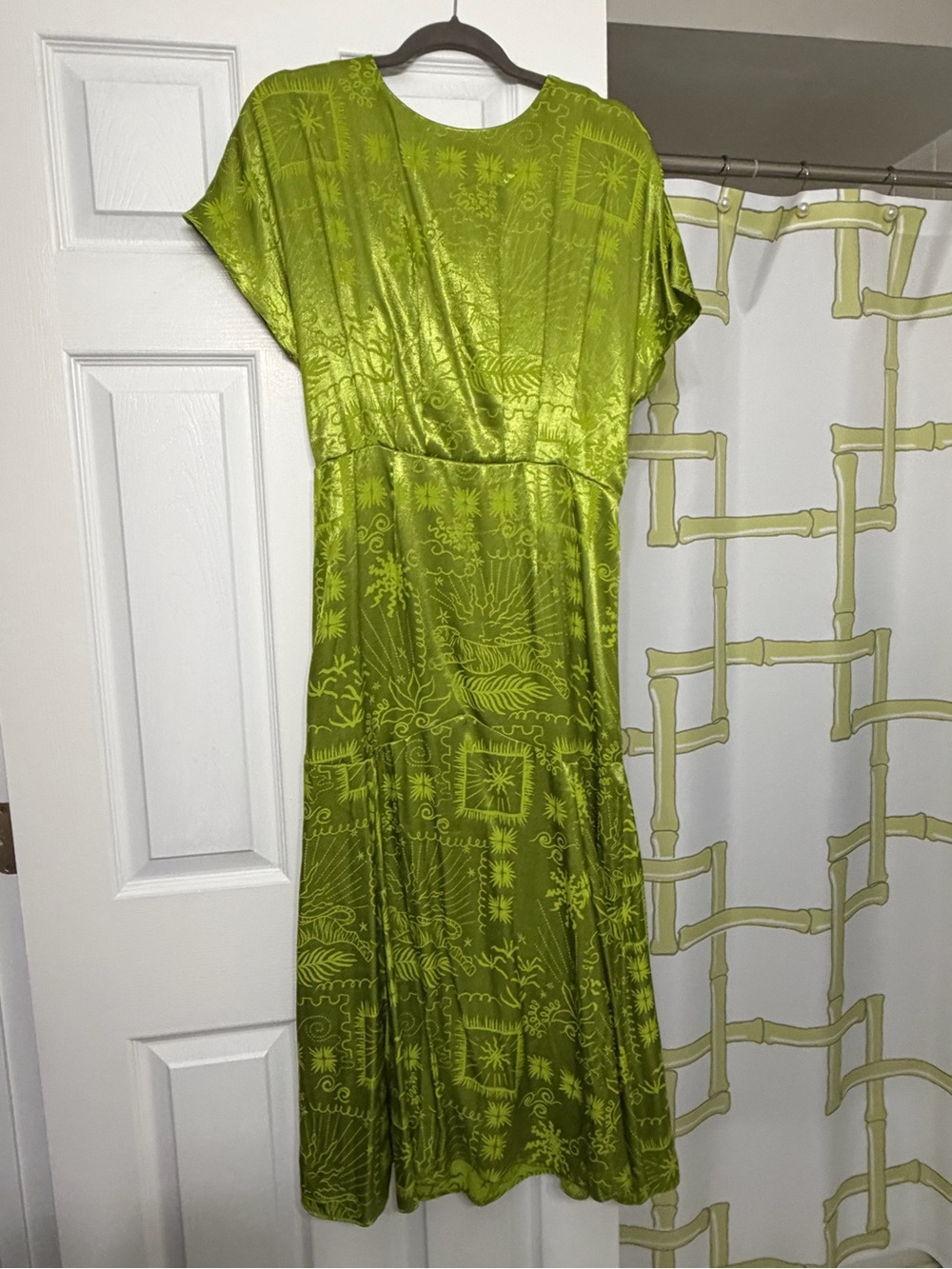 Never Fully Dressed Lime Green Erin Satin Midi Dress
